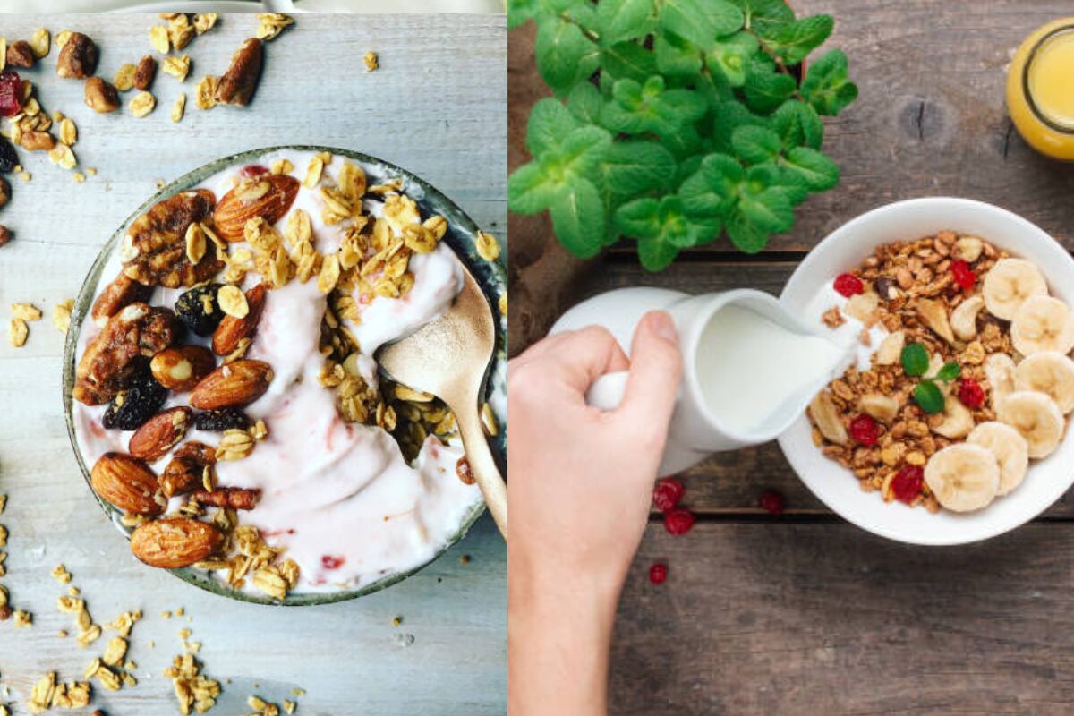 Granola con yogurt y granola con leche de vaca - Getty Images