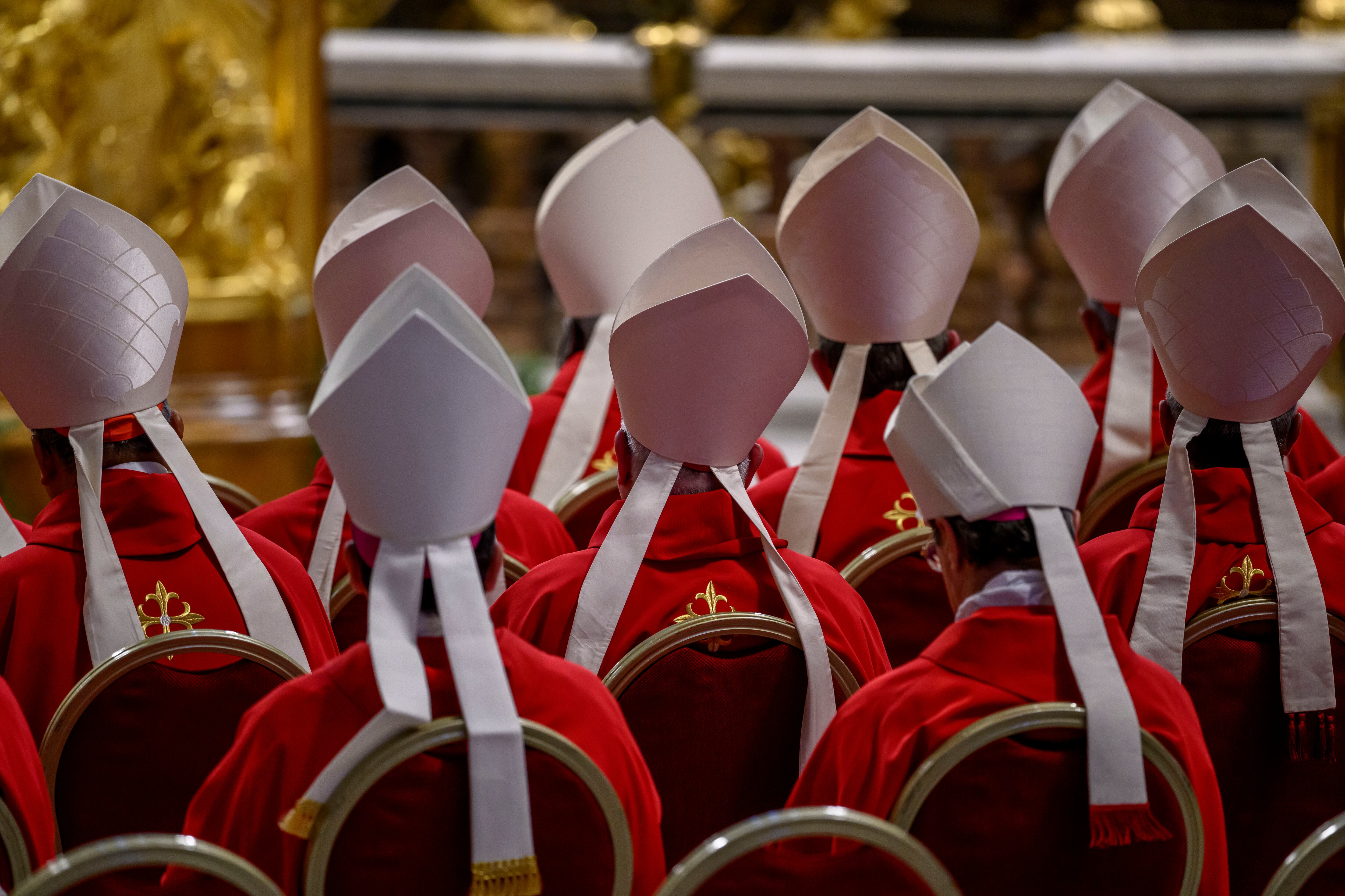 Cardenales durante una misa por el fallecido papa Francisco. FOTO: Antonio Masiello/Getty Images