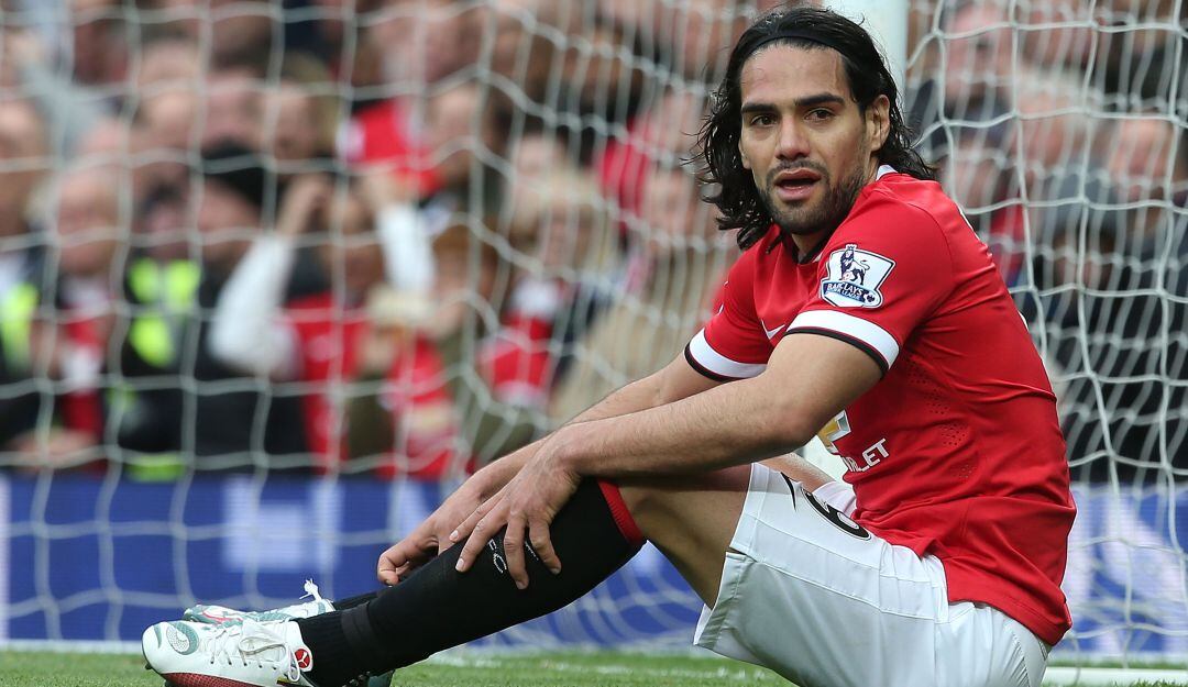 Falcao García en su último partido en Old Trafford con el Manchester United.