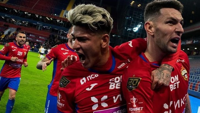 Jorge Carrascal celebra durate un partido del CSK Moscú / Foto: Instagram Jorge Carrascal