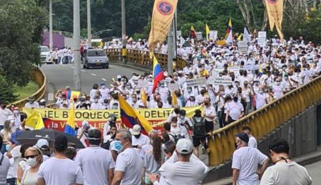 Marcha contra los bloqueos en Medellín