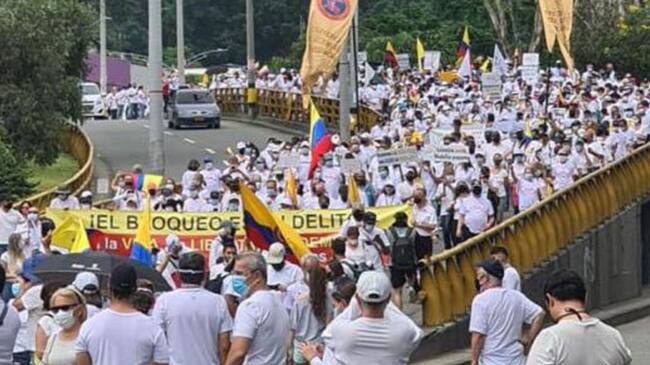 Marcha contra los bloqueos en Medellín