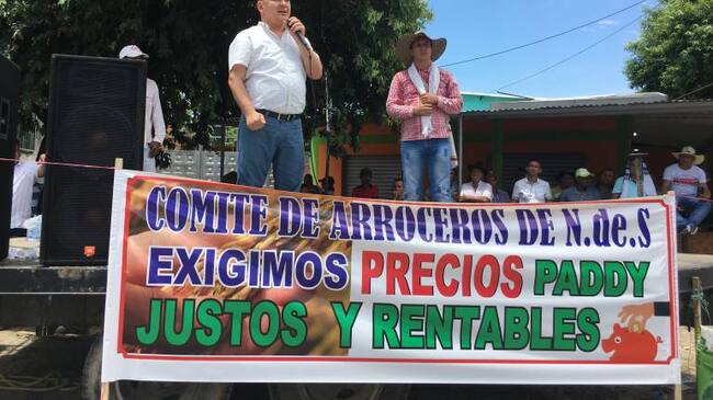 Tres protestan completan los arroceros en el 2017.