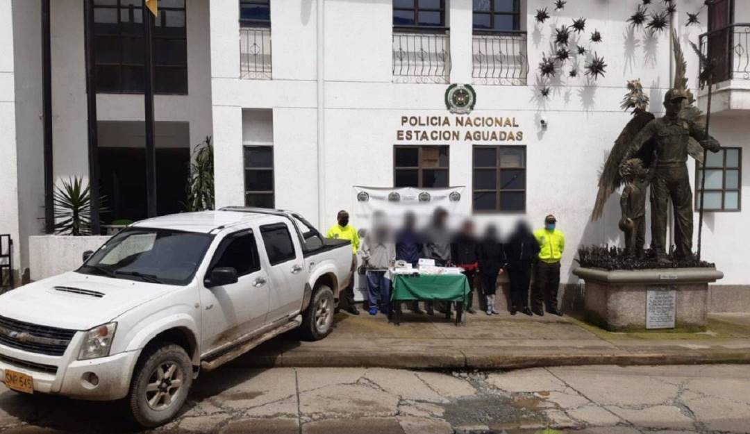 Capturan a banda delincuencial Los Mesa en Aguadas. Crédito: Policía Nacional