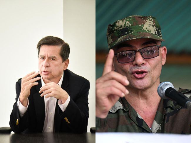 Ministro del Interior, Juan Fernando Cristo y alias 'Iván Mordisco'.