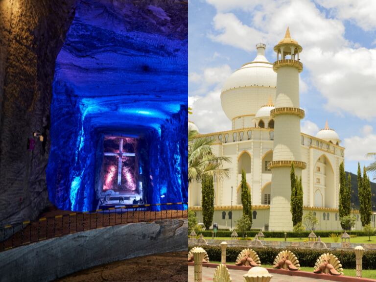 Catedral de Sal en Zipaquirá / La réplica del Taj Mahal en el Parque Jaime Duque (Getty Images)