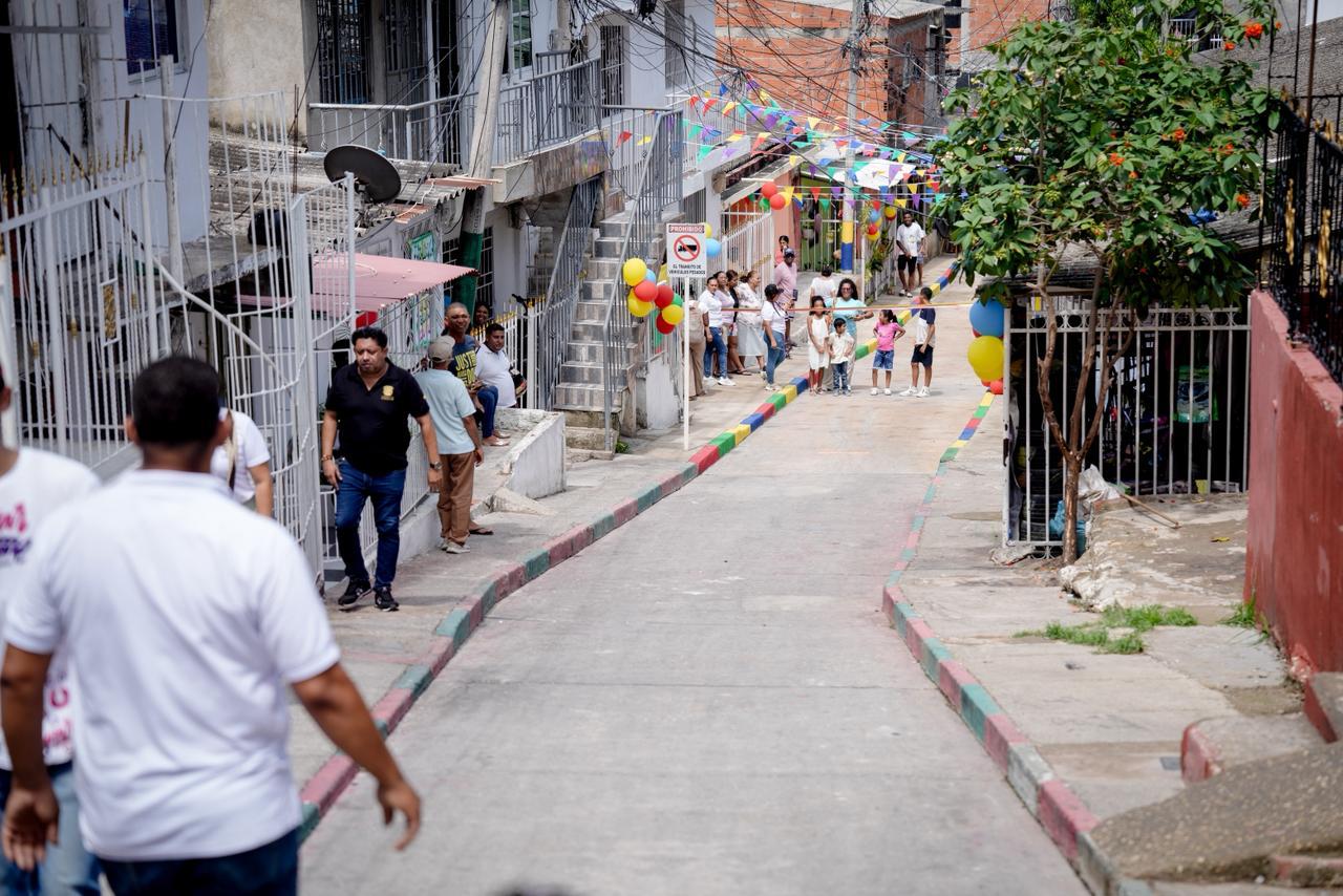 Calle pavimentada en Zaragocilla. // Gobernación de Bolívar