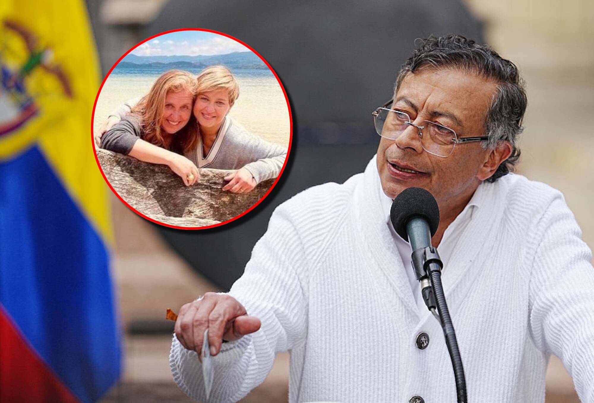 Gustavo Petro, Eva Ferrer y Verónica Alcocer. Fotos: (Photo by Andres Rot/Getty Images) / (Colprensa - Cuenta de Instagram Verónica Alcocer)