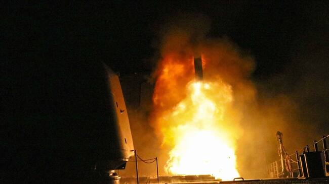 Imagen de la operación militar que realizaron los países aliados en contra del régimen sirio en Damasco. Foto: Agencia EFE