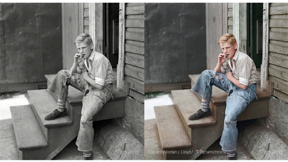 En los últimos años las técnicas para colorear fotografías antiguas hechas en blanco y negro han mejorado considerablemente y una nueva generación de artistas están utilizando la edición digital con resultados sorprendentes. Este es el caso de Jordan Lloyd y su compañía Dynamichrome, que han dado nueva vida a imágenes como esta fotografía que documenta la Gran Depresión en Estados Unidos a principios del siglo XX. (Foto en Blanco y negro de Dorothea Lange, cortesía de la Librería del Congreso de