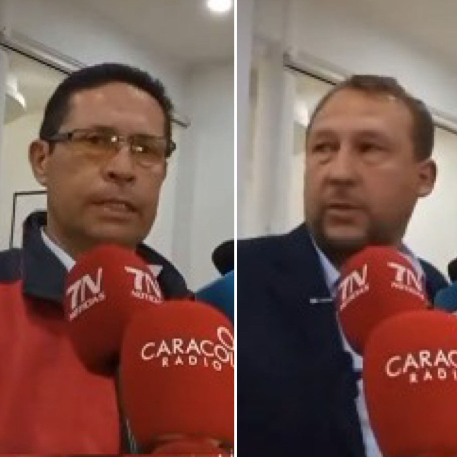 El alcalde (a la derecha) dice que no recibió información y el gerente de Veolia (a la izquierda) indicó que tuvo contacto con él. Imagen | Caracol Radio