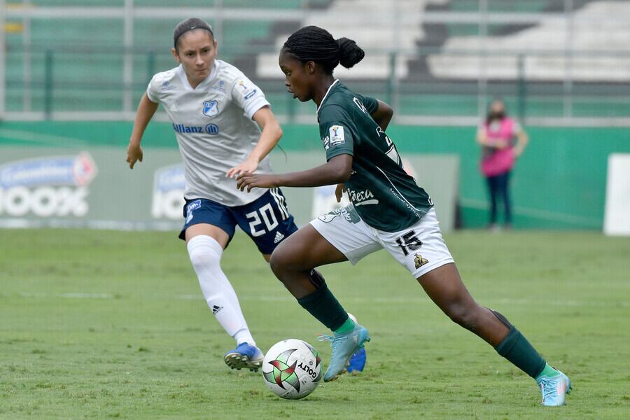 CALI. 17 de mayo de 2022. Deportivo Cali empató 1-1 con Millonarios en el estadio de Palmaseca, en el juego de vuelta de los cuartos de final de la Liga Femenina 2022. (Cortesía Dimayor)