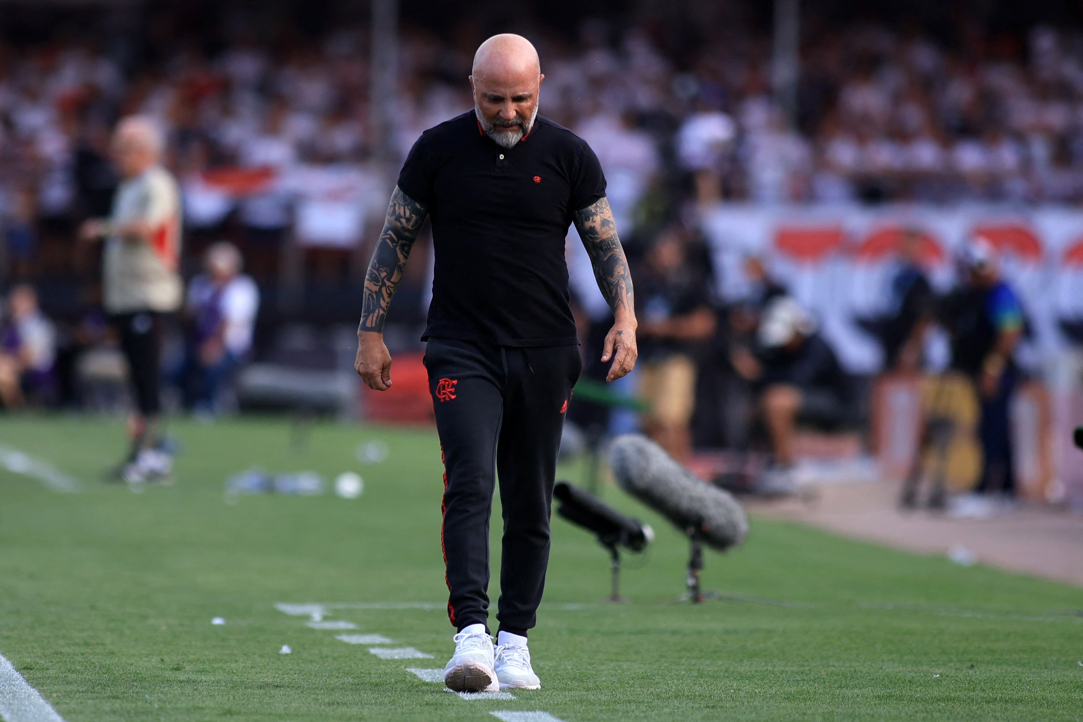 Jorge Sampaoli en su último partido como entrenador de Flamengo (Photo by Marcello Zambrana / AFP) (Photo by MARCELLO ZAMBRANA/AFP via Getty Images)