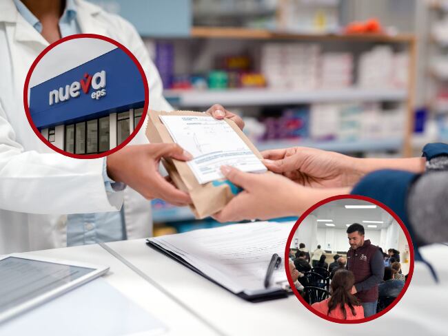 El fallo es gracias a una acción popular de la Personería de Manizales ante la problemática en la entrega de medicinas pendientes a usuarios de Nueva EPS en la ciudad. Fotos: entrega de medicamentos (archivo), Nueva EPS (archivo) y Personero de Manizales visitando un dispensario (suministrada).