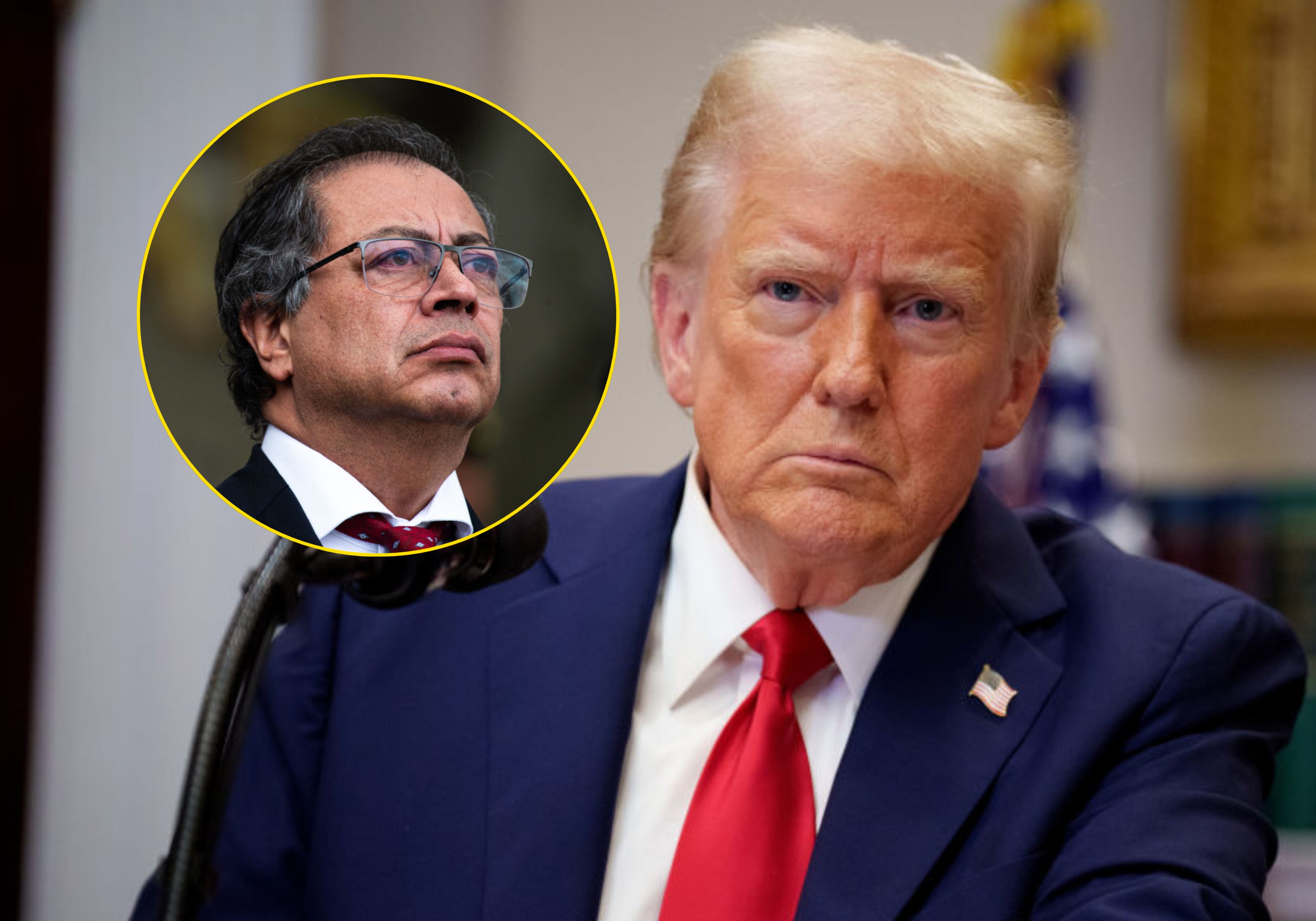 Gustavo Petro y Donald Trump. Foto: (Photo by Sebastian Barros/NurPhoto via Getty Images) / (Photo by Andrew Harnik/Getty Images)