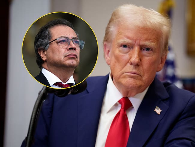 Gustavo Petro y Donald Trump. Foto: (Photo by Sebastian Barros/NurPhoto via Getty Images) / (Photo by Andrew Harnik/Getty Images)