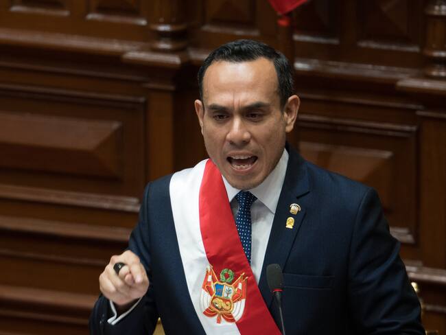 Jose Jerí en el Congreso del Perú tras asumir como Presidente Constitucional de la República. FOTO: John Reyes/Getty Images