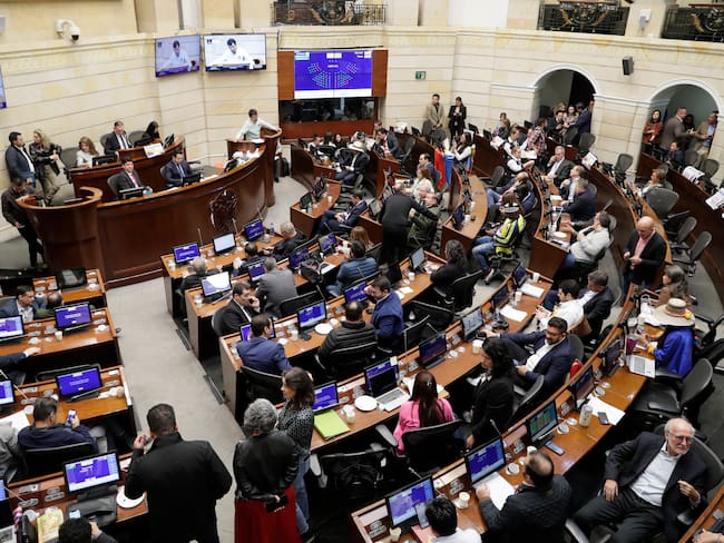 AME7385. BOGOTÁ (COLOMBIA), 20/06/2025.- Fotografía general durante la votación de la conciliación de la reforma laboral este viernes, en la Plenaria del Senado en Bogotá (Colombia). El Senado y la Cámara de Representantes de Colombia aprobaron en votaciones separadas y tras un intenso proceso de conciliación, la reforma laboral impulsada por el presidente Gustavo Petro, consolidando así uno de los mayores logros sociales de su gobierno. EFE/ Carlos Ortega