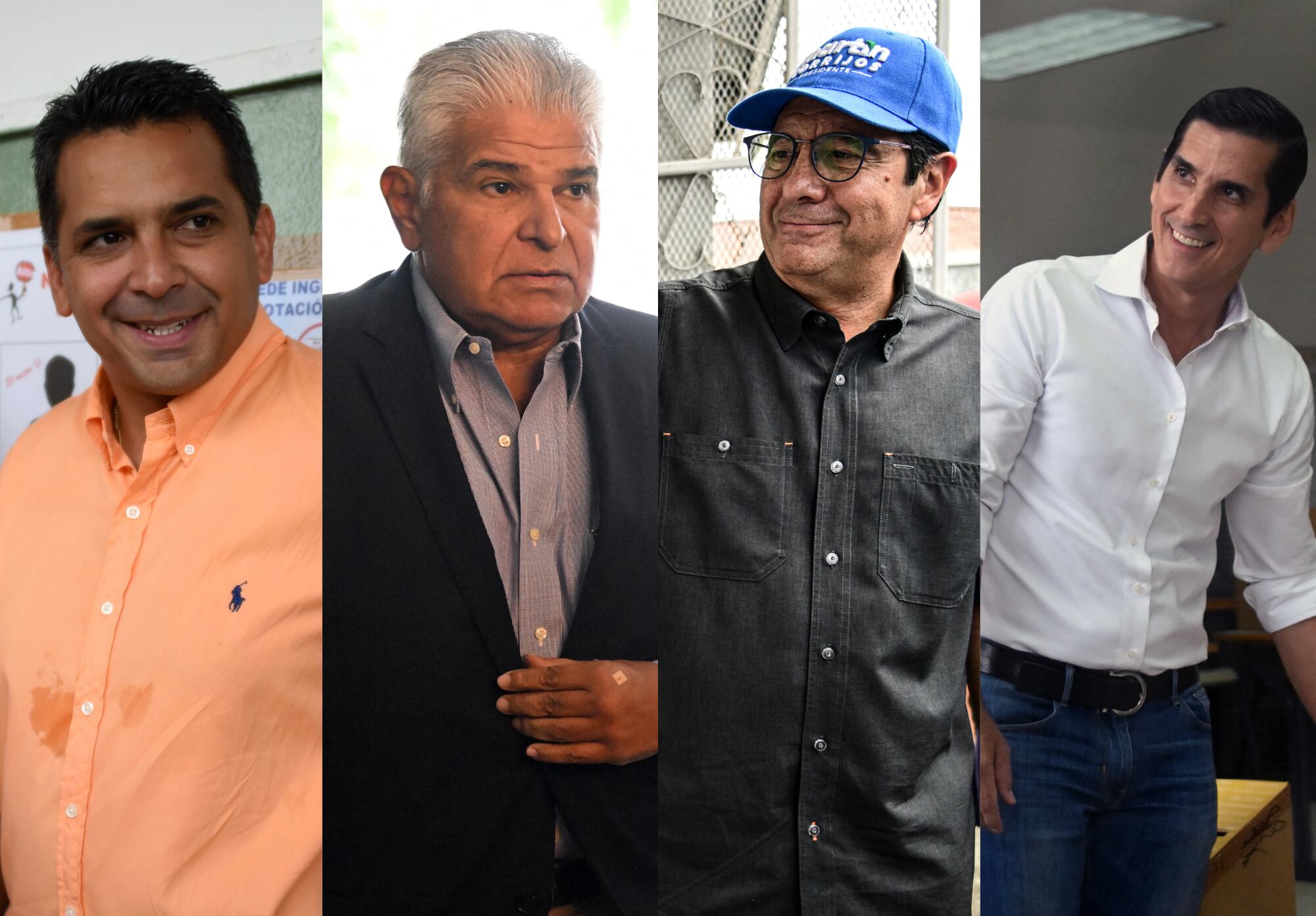 Los principales candidatos a la presidencia de Panamá, de izquierda a derecha: Ricardo Lombana, José Raúl Mulino, Martín Torrijos  y Rómulo Roux.

(Foto:  Getty / AFP / Caracol Radio )