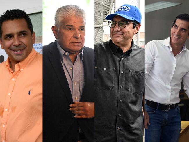 Los principales candidatos a la presidencia de Panamá, de izquierda a derecha: Ricardo Lombana, José Raúl Mulino, Martín Torrijos  y Rómulo Roux.

(Foto:  Getty / AFP / Caracol Radio )