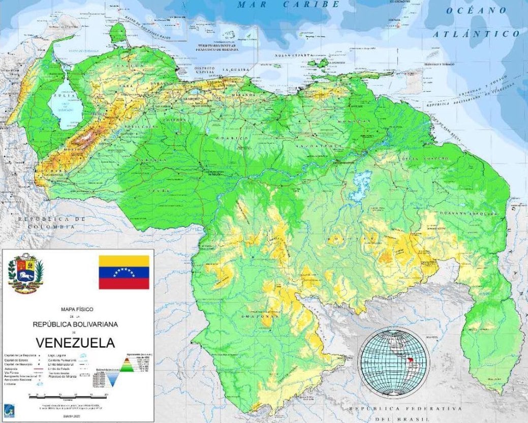 El mapa actualizado de Venezuela presentado por el gobierno de Nicolás Maduro tras el referéndum para declarar el Esequibo como territorio venezolano y no guyanés.
(Foto: Cortesía)