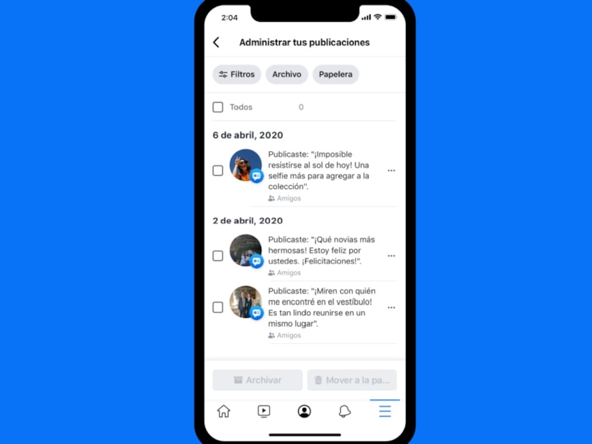 Nueva función de Facebook deja borrar varios post a la vez