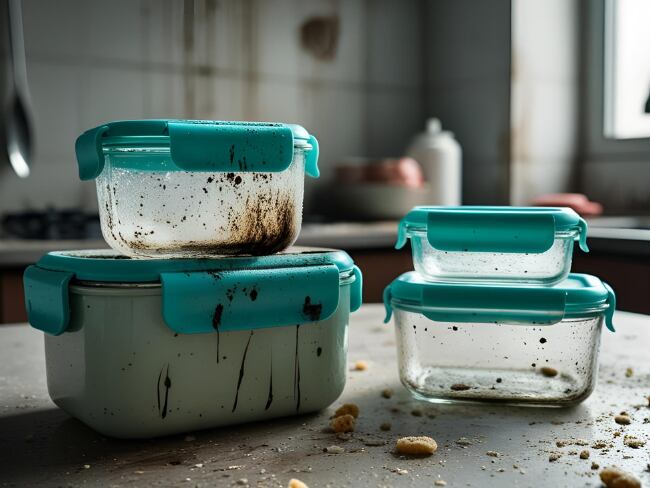 Recipientes sucios, imagen generada con IA de Canva.