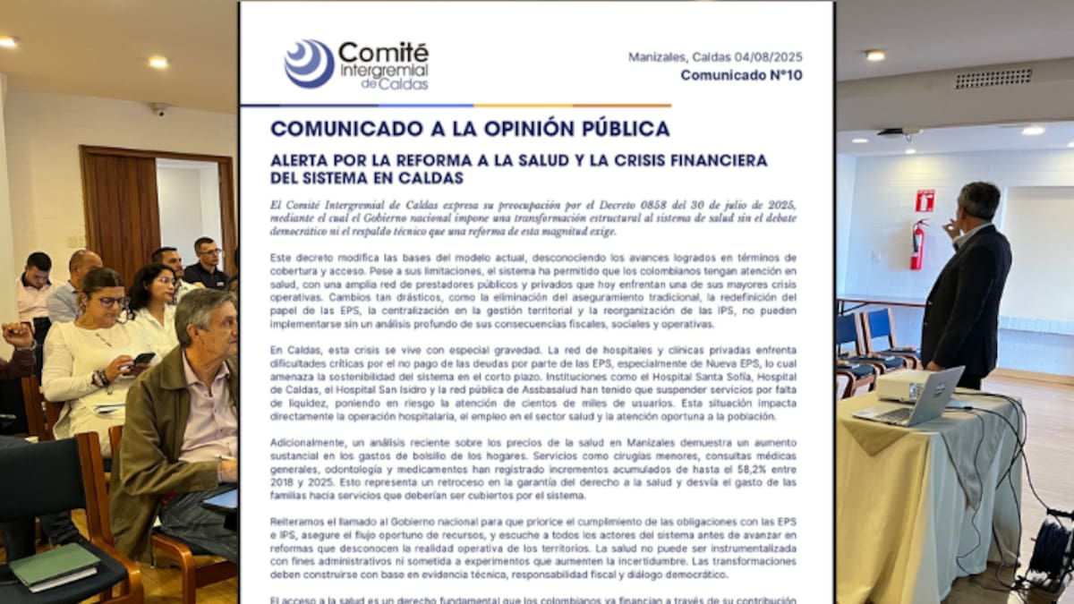 Gremios de Caldas piden al Gobierno Nacional replantear decreto que reforma el sistema de salud