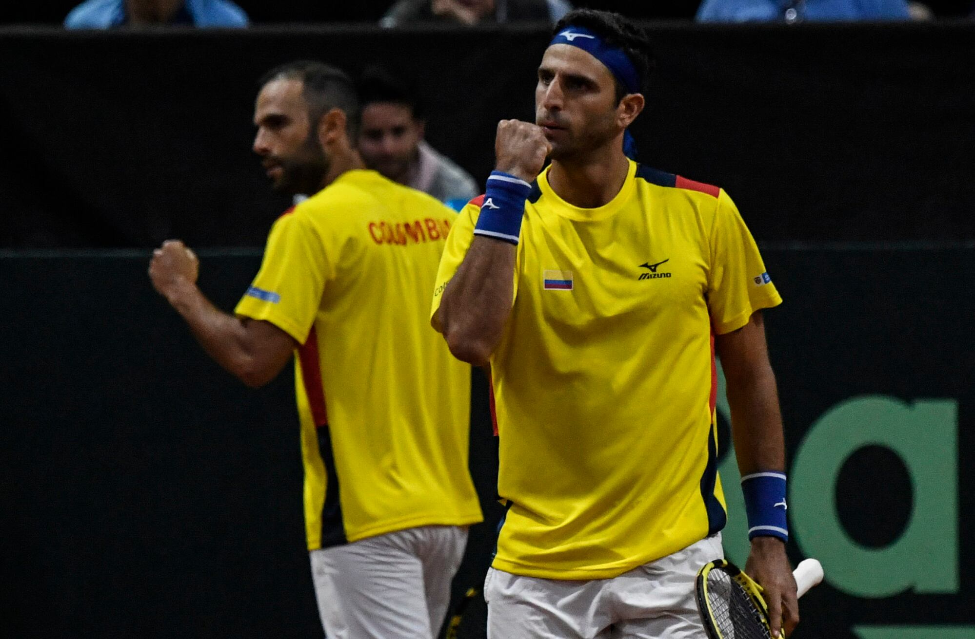 Juan Sebastián y Robert Farah disputando la Copa Davis para Colombia. (Photo by Juan BARRETO / AFP) (Photo by JUAN BARRETO/AFP via Getty Images)