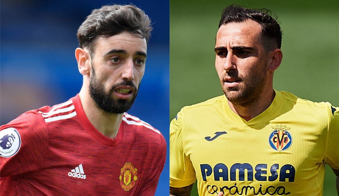 Bruno Fernándes (Manchester United) y Paco Alcacer (Villarreal)