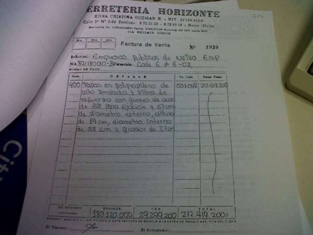 Documentos que soportan la compra de las tapas