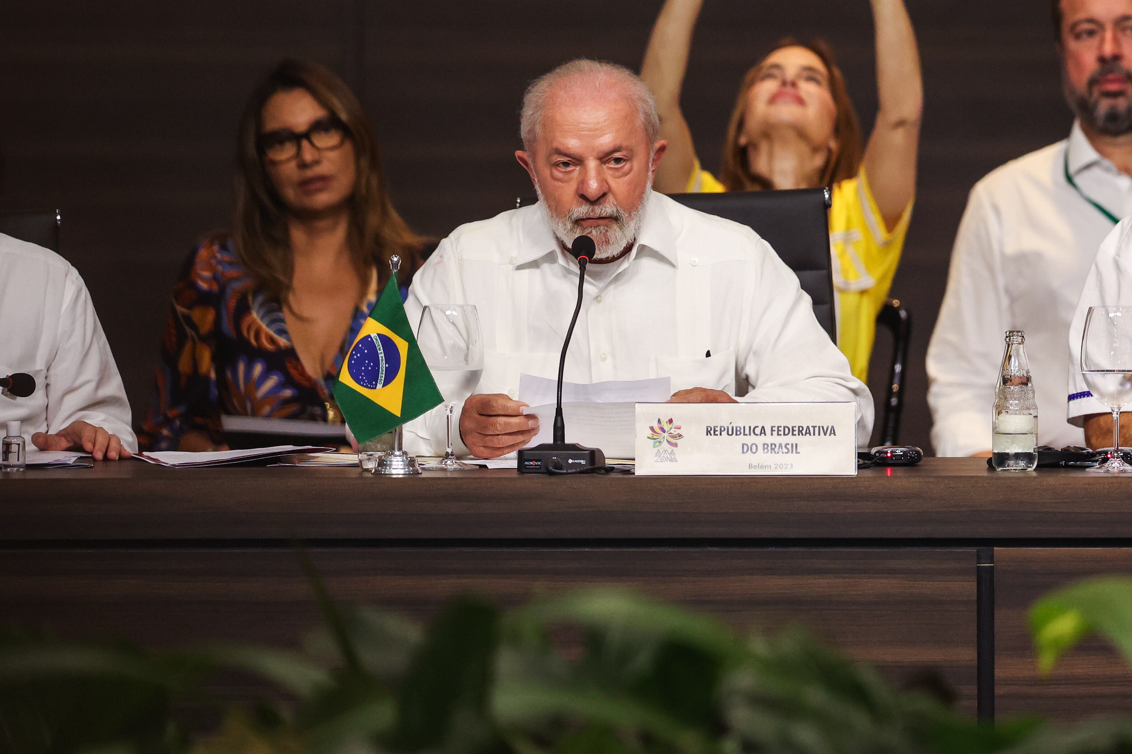 08 August 2023, Brazil, Belem: Luiz Inacio Lula da Silva (m.), President of Brazil, opens the summit of the heads of state and government of the South American Amazon countries. The aim of the summit is, among other things, to agree on a common position for the UN Climate Change Conference COP28 in Dubai at the end of the year. Photo: Filipe Bispo/dpa (Photo by Filipe Bispo/picture alliance via Getty Images)