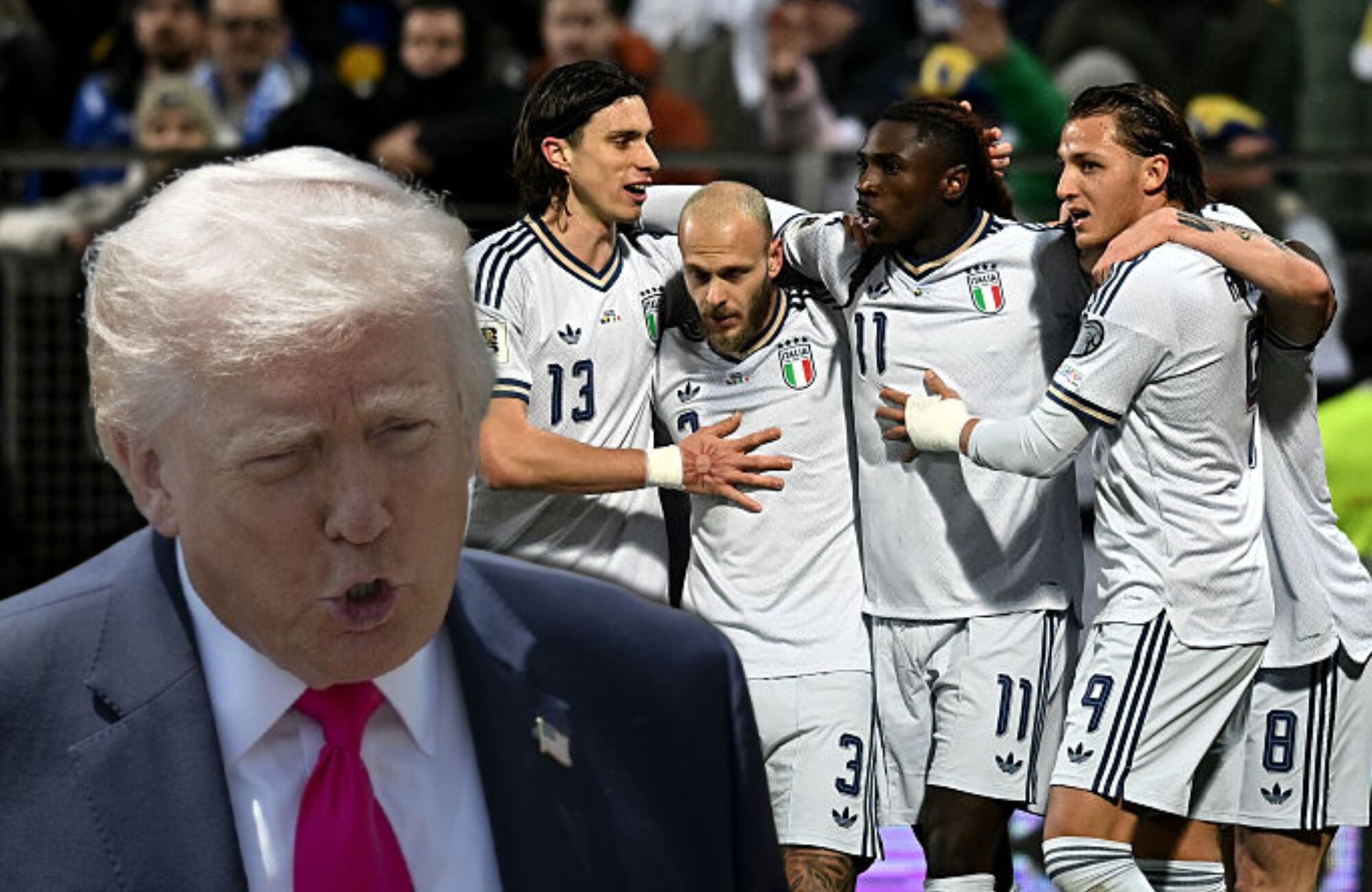 Donald Trump y selección italiana de fútbol. Fotos: (Photo by Celal Gunes/Anadolu via Getty Images) / (Photo by Getty Images/Getty Images)