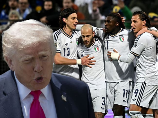 Donald Trump y selección italiana de fútbol. Fotos: (Photo by Celal Gunes/Anadolu via Getty Images) / (Photo by Getty Images/Getty Images)