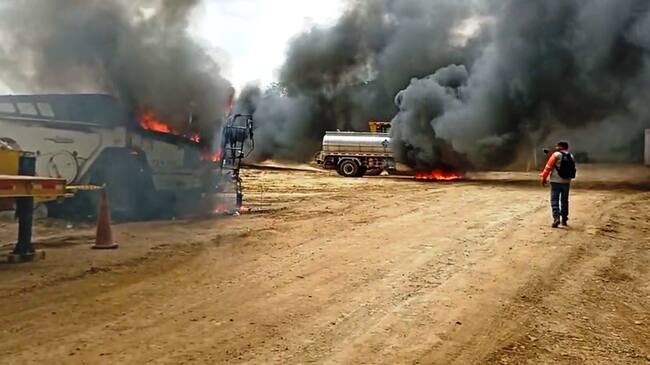 Maquinaria amarilla fue incinerada en los Montes de María en el departamento de Bolívar