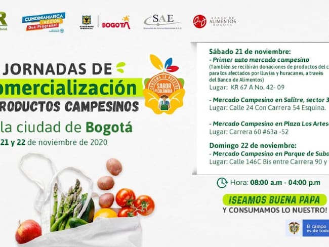 Hoy y mañana habrá mercados campesinos en Bogotá