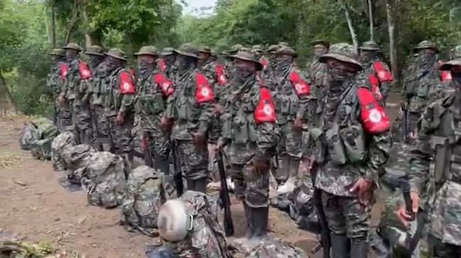 Integrantes del autodenominado Ejército Gaitanista de Colombia, más conocido como el Clan del Golfo