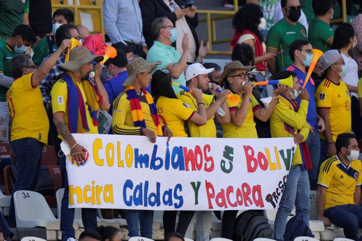 Hinchas de la Selección Colombia en el estadio Hernando Siles