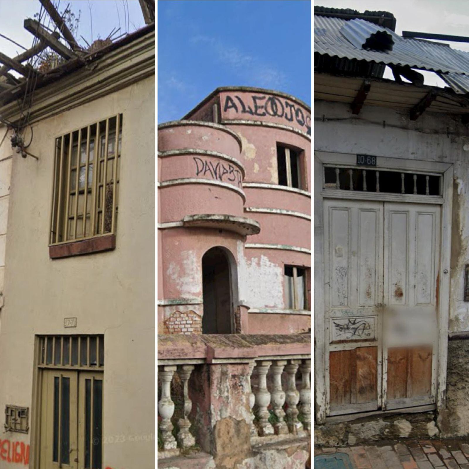 Estas son las tres casas que deben intervenirse. La más reconocida es la llamada casa rosada. Imagen | Caracol Radio