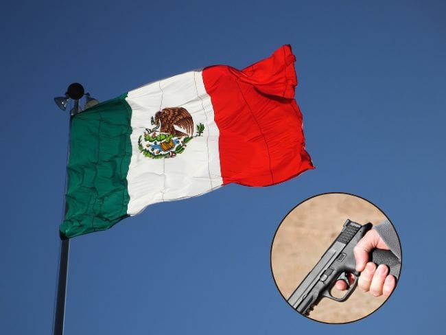 Bandera de México con imagen de un arma - Imagen de referencia