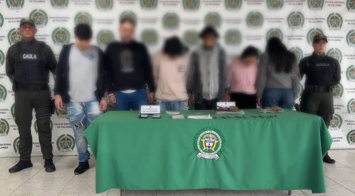 Capturan a seis integrantes de la banda delincuencial ‘Los Paisas’ que opera en Soacha. Foto: Policía de Soacha.