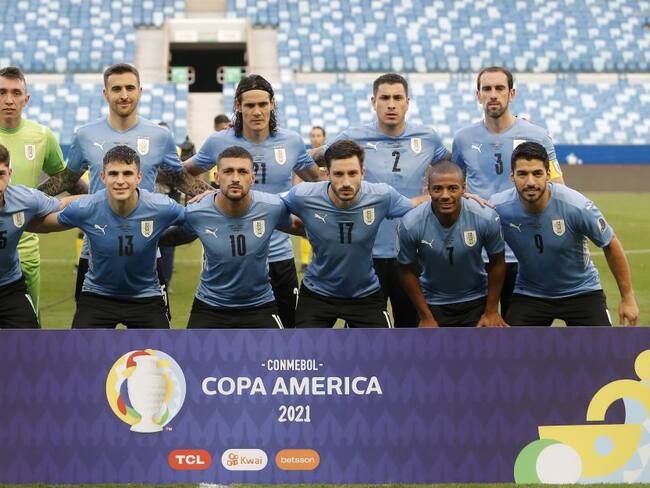 Los jugadores de Uruguay que formaron ante Chile.