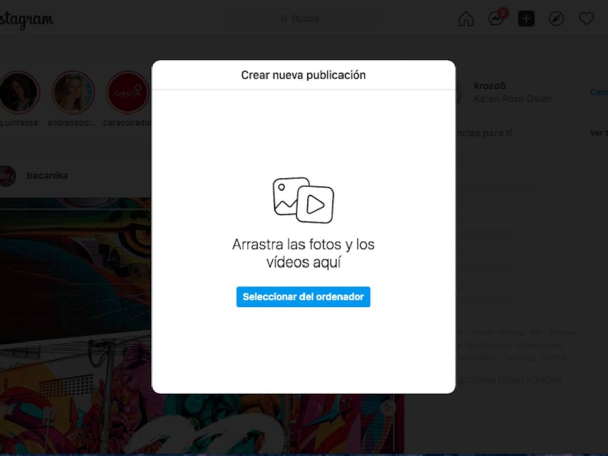 Paso a paso para compartir contenido en Instagram desde el computador