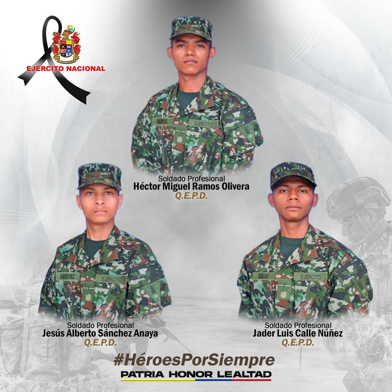 Militares asesinados en zona rural de El Carmen. / Foto: Ejército Nacional.