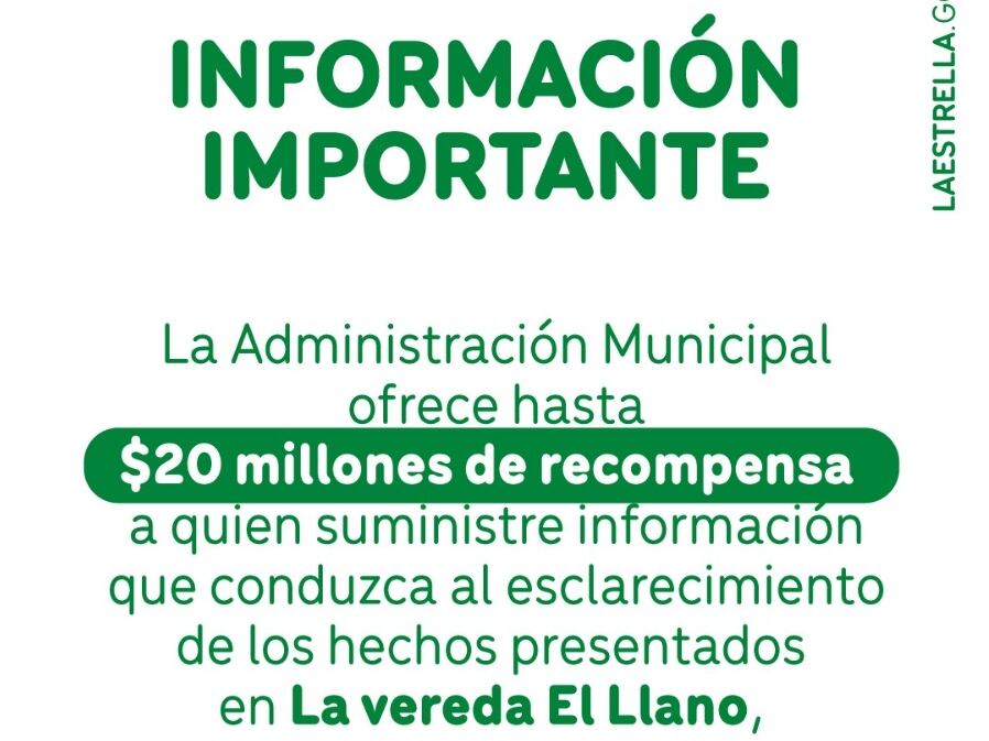 Recompensa masacre en La Estrella