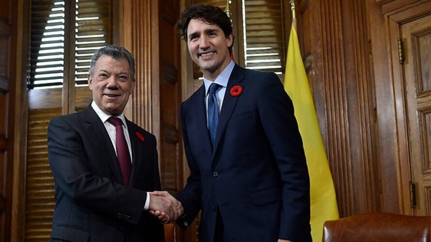 Juan Manuel Santos y Justin Trudeau. Foto: Colprensa