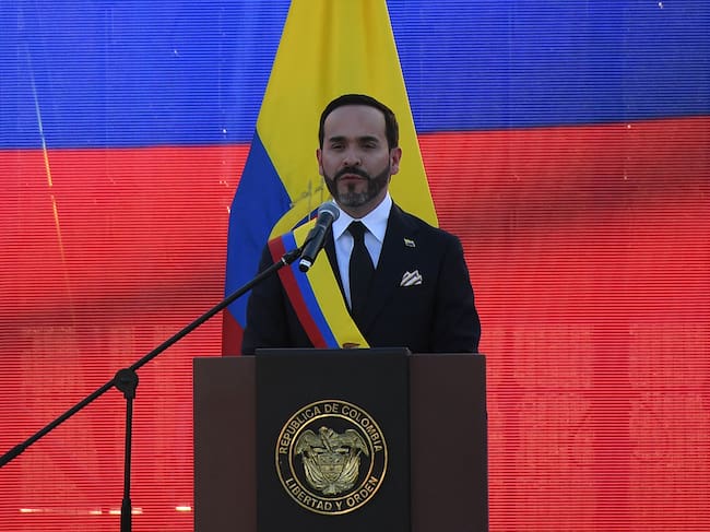 Colombia's new President Abelardo de la Espriella delivers a speech at the Pichincha Battalion after swearing in, in Cali, Colombia, on August 7, 2026. (Photo by Jaime SALDARRIAGA / AFP)