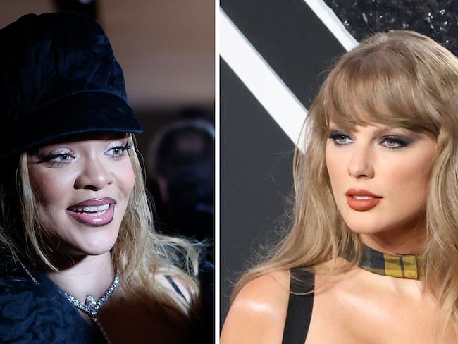 AME5471. BOGOTÁ (COLOMBIA), 07/10/2024.- Combo de fotografías de archivo de las cantantes Rihanna (i) y Taylor Swift. Taylor superó a Rihanna como la artista musical femenina más rica del mundo con un patrimonio de 1.600 millones de dólares (unos 1.458 millones de euros), según informó este lunes la revista Forbes. EFE/ Archivo
