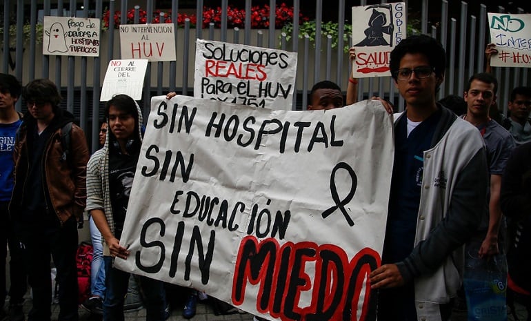 Protestas en el Hospital Universitario del Valle