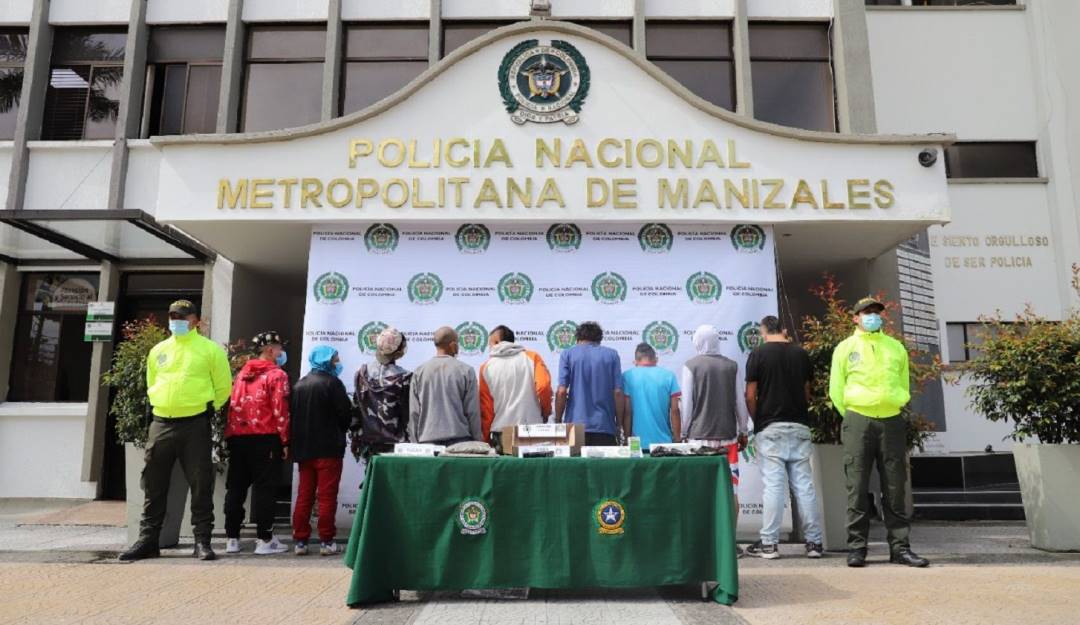 9 personas capturadas por expendio de estupefacientes en Manizales y Villamaría. Crédito: Policía Metropolitana de Manizales.